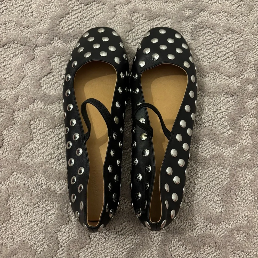 Madewell The Greta Ballet Flat True Black Multi Studded Mary Jane Flat 9 Classic - Picture 4 of 8